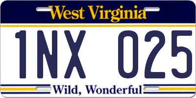 WV license plate 1NX025