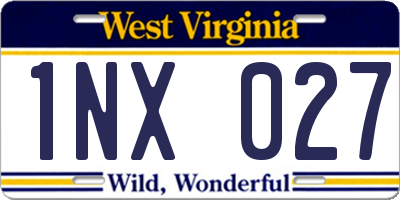 WV license plate 1NX027