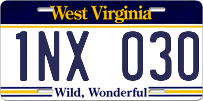 WV license plate 1NX030