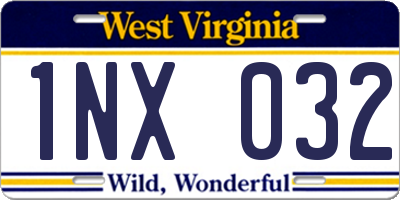 WV license plate 1NX032