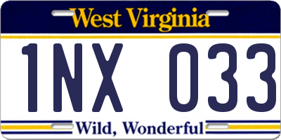 WV license plate 1NX033