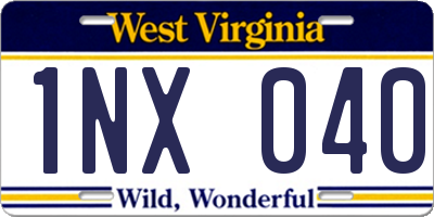 WV license plate 1NX040