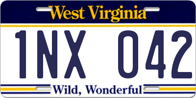 WV license plate 1NX042