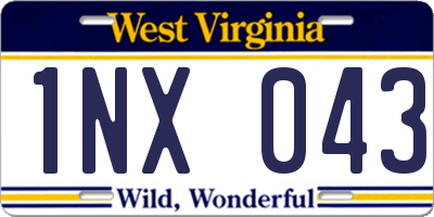 WV license plate 1NX043