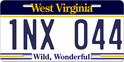 WV license plate 1NX044