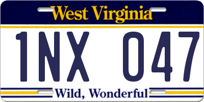 WV license plate 1NX047