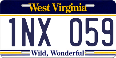 WV license plate 1NX059