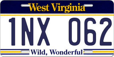 WV license plate 1NX062