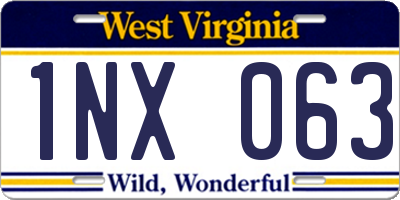 WV license plate 1NX063
