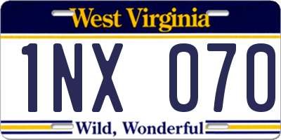 WV license plate 1NX070