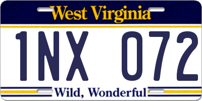 WV license plate 1NX072