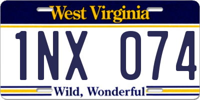 WV license plate 1NX074