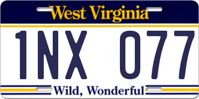 WV license plate 1NX077