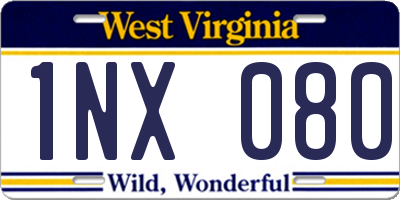 WV license plate 1NX080