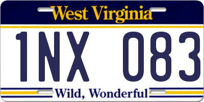 WV license plate 1NX083