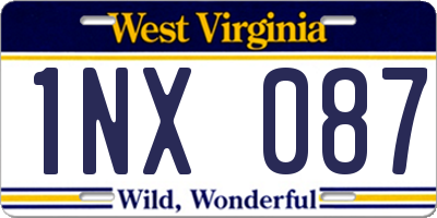 WV license plate 1NX087