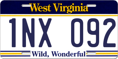 WV license plate 1NX092