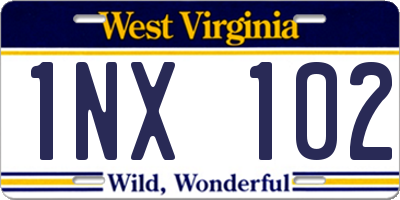 WV license plate 1NX102