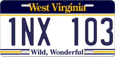 WV license plate 1NX103