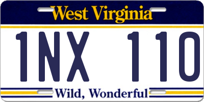 WV license plate 1NX110