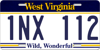 WV license plate 1NX112