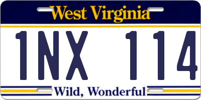 WV license plate 1NX114