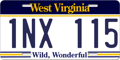 WV license plate 1NX115
