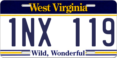 WV license plate 1NX119