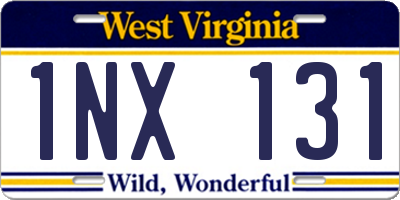 WV license plate 1NX131