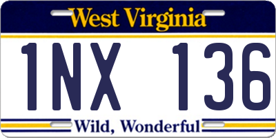 WV license plate 1NX136