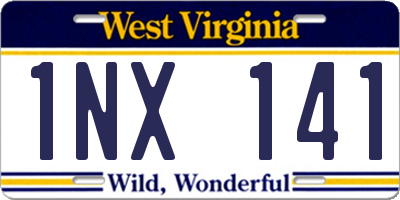 WV license plate 1NX141