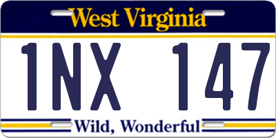 WV license plate 1NX147