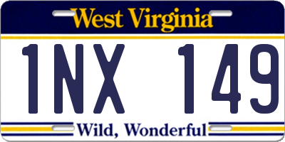WV license plate 1NX149