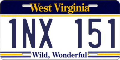 WV license plate 1NX151