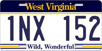WV license plate 1NX152