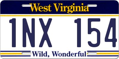 WV license plate 1NX154