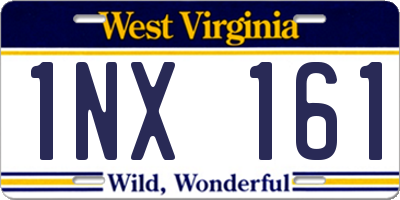 WV license plate 1NX161