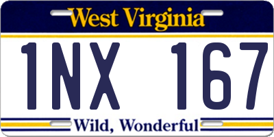 WV license plate 1NX167
