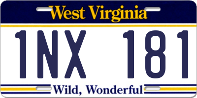 WV license plate 1NX181