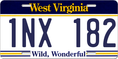 WV license plate 1NX182