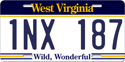 WV license plate 1NX187