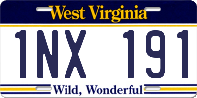 WV license plate 1NX191