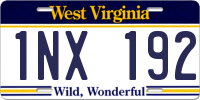 WV license plate 1NX192