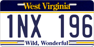 WV license plate 1NX196