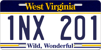 WV license plate 1NX201