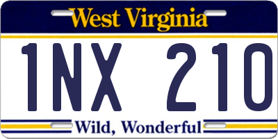 WV license plate 1NX210