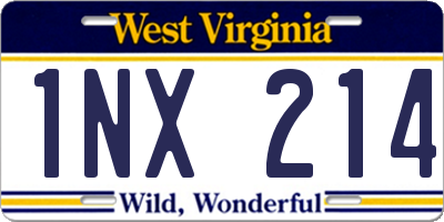 WV license plate 1NX214