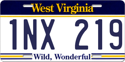 WV license plate 1NX219