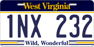WV license plate 1NX232