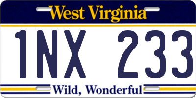 WV license plate 1NX233